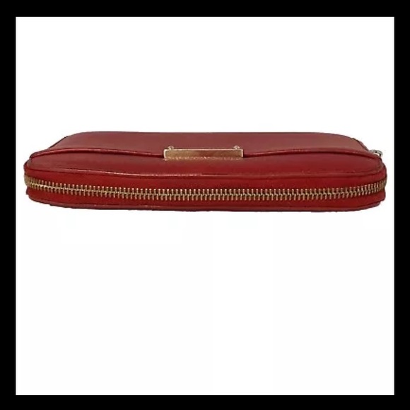 Authentic Jimmy Choo RED Long Zip Around Large Leather Wallet Made In Italy - Picture 6 of 14